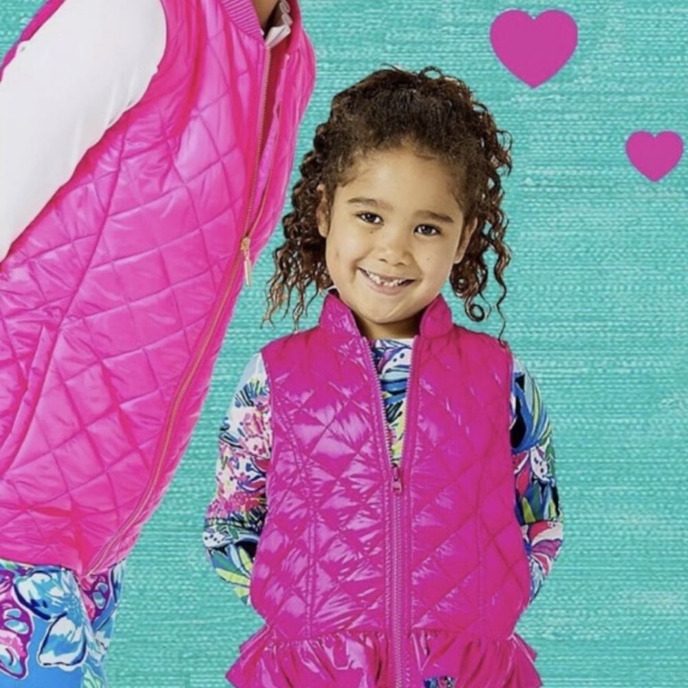 Lilly Pulitzer Prosecco Pink Melanie Reversible Vest & Matching Top Girls Sz L